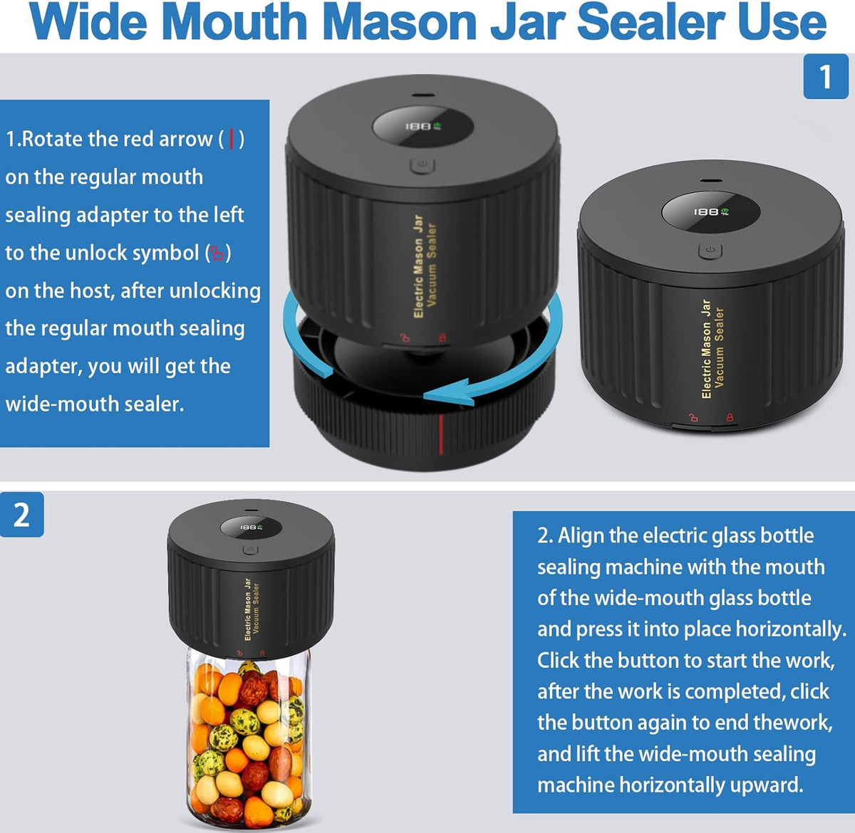 Elektrische vacuümsealer kit voor mason jars