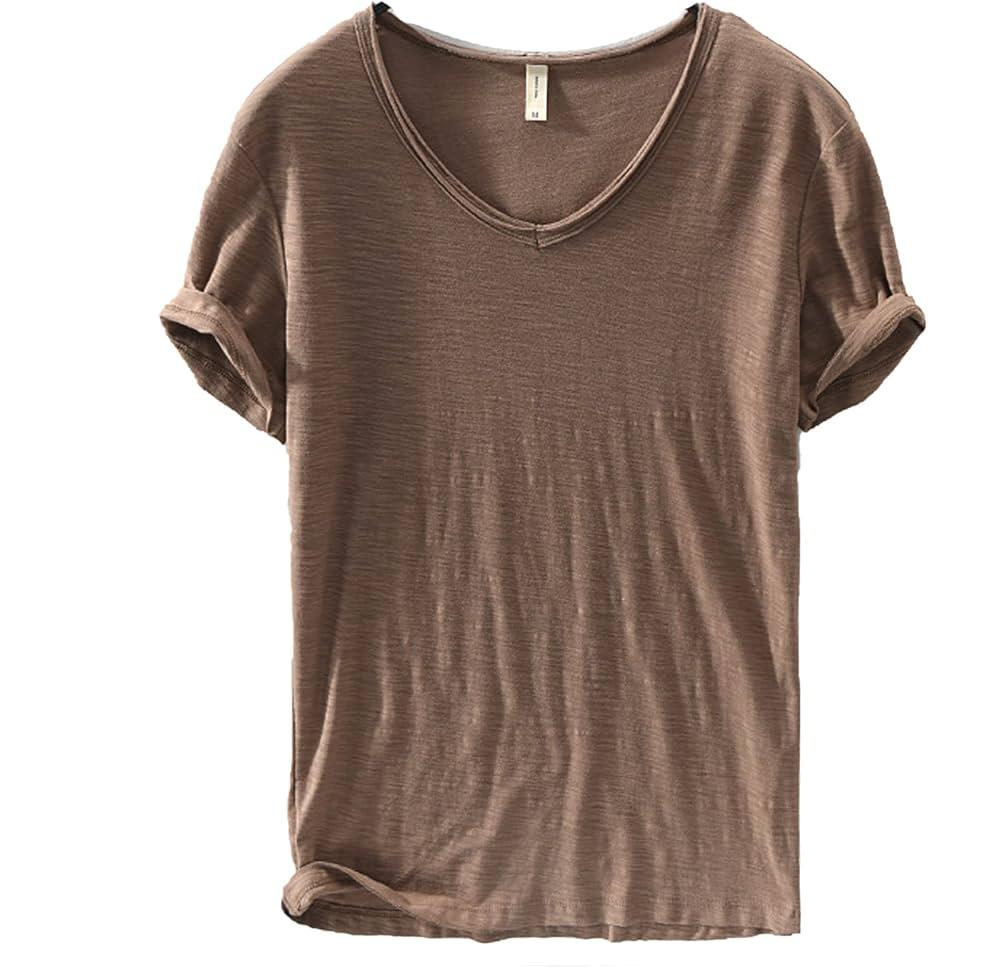 Heren V-hals linnen shirt