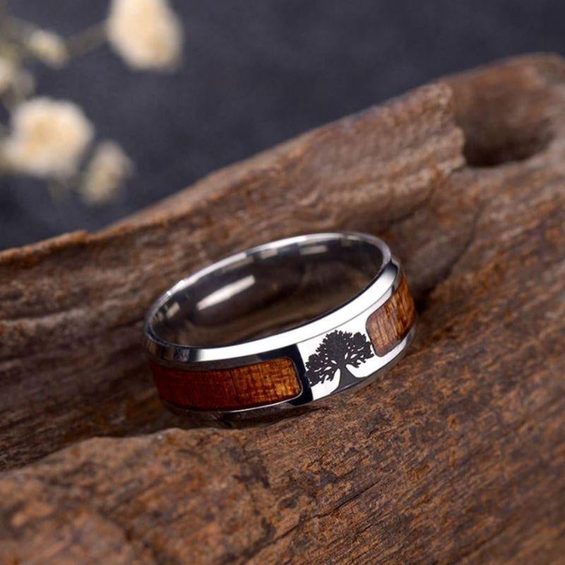 Levensboom ring van RVS voor dames