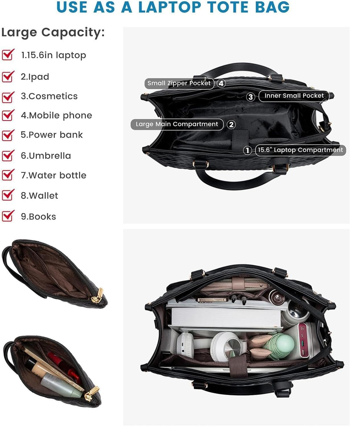 2-in-1 geïsoleerde lunch- en laptoptas voor werk en reizen