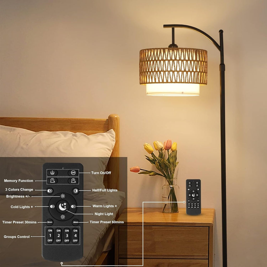 Boogvloerlamp met afstandsbediening & verwisselbare kappen