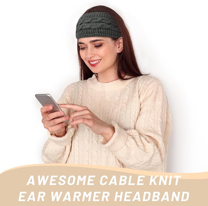 Warme gebreide oorwarmer haarband met fleecevoering