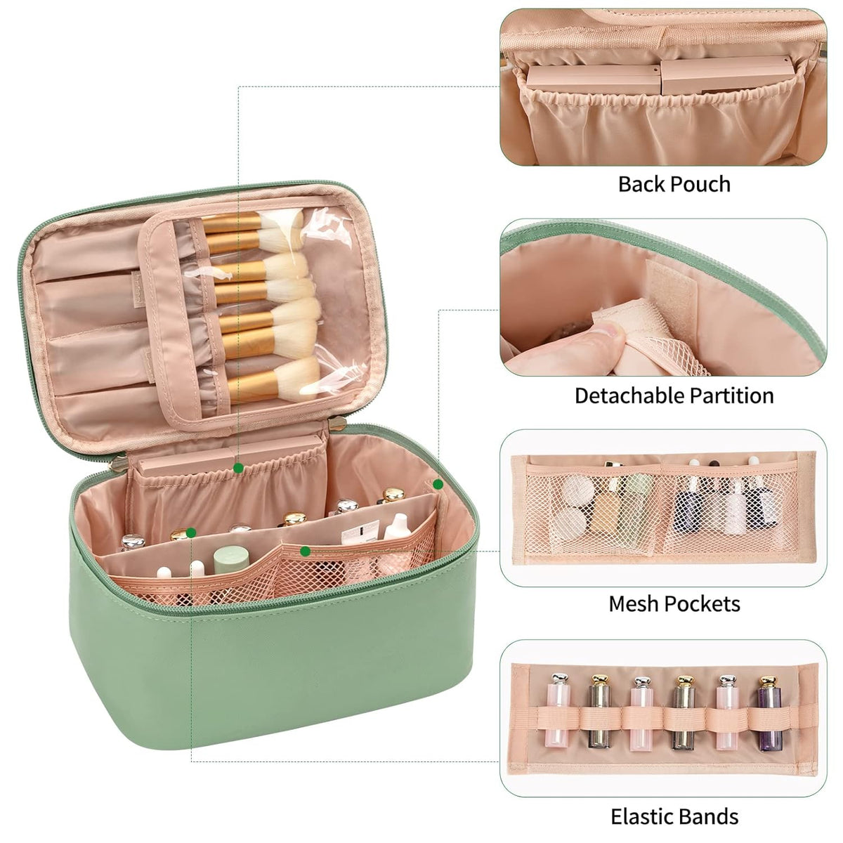 Reisvriendelijke make-up organizer, uitgerust met verdelers