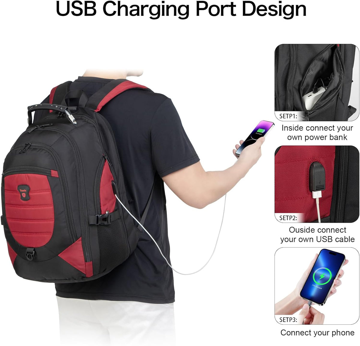 Anti-Diefstal laptop- & reisrugzak met USB-poort – 17,3"