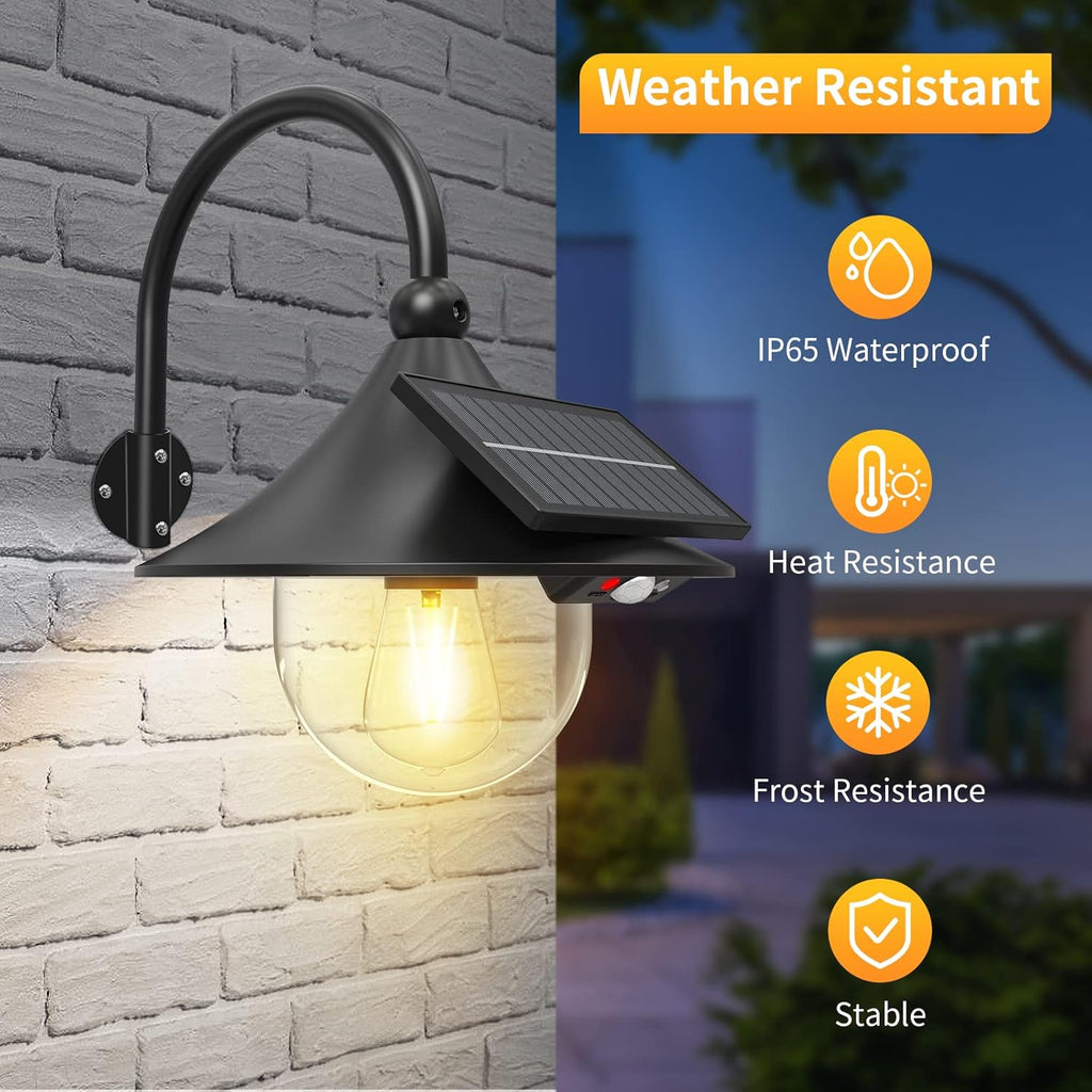 Zonnebeweging schuurwandlampen met 3 modi & gooseneck ontwerp (2 pack)