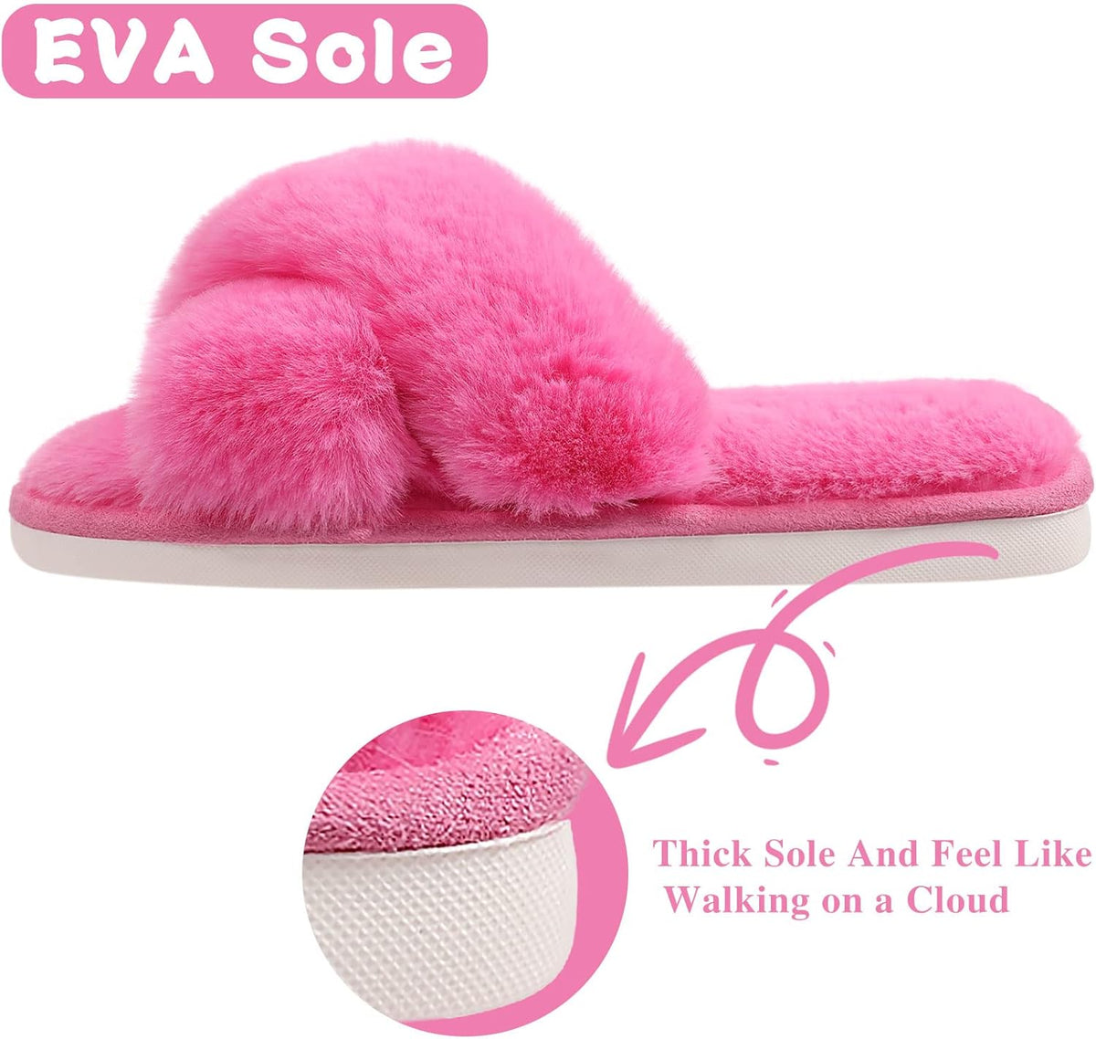 Fuzzy slippers met memory foam