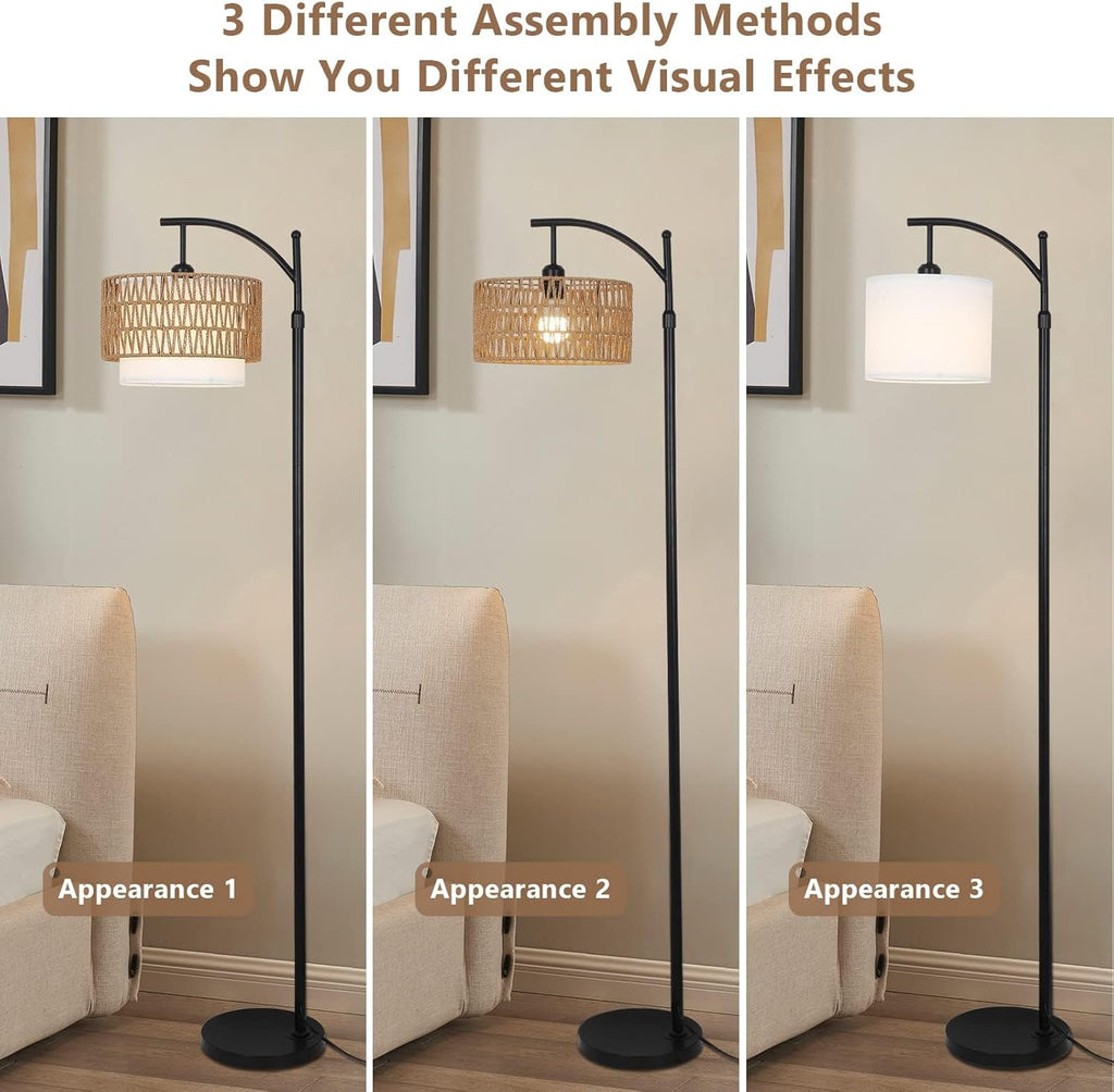 Boogvloerlamp met afstandsbediening & verwisselbare kappen — afbeelding 3