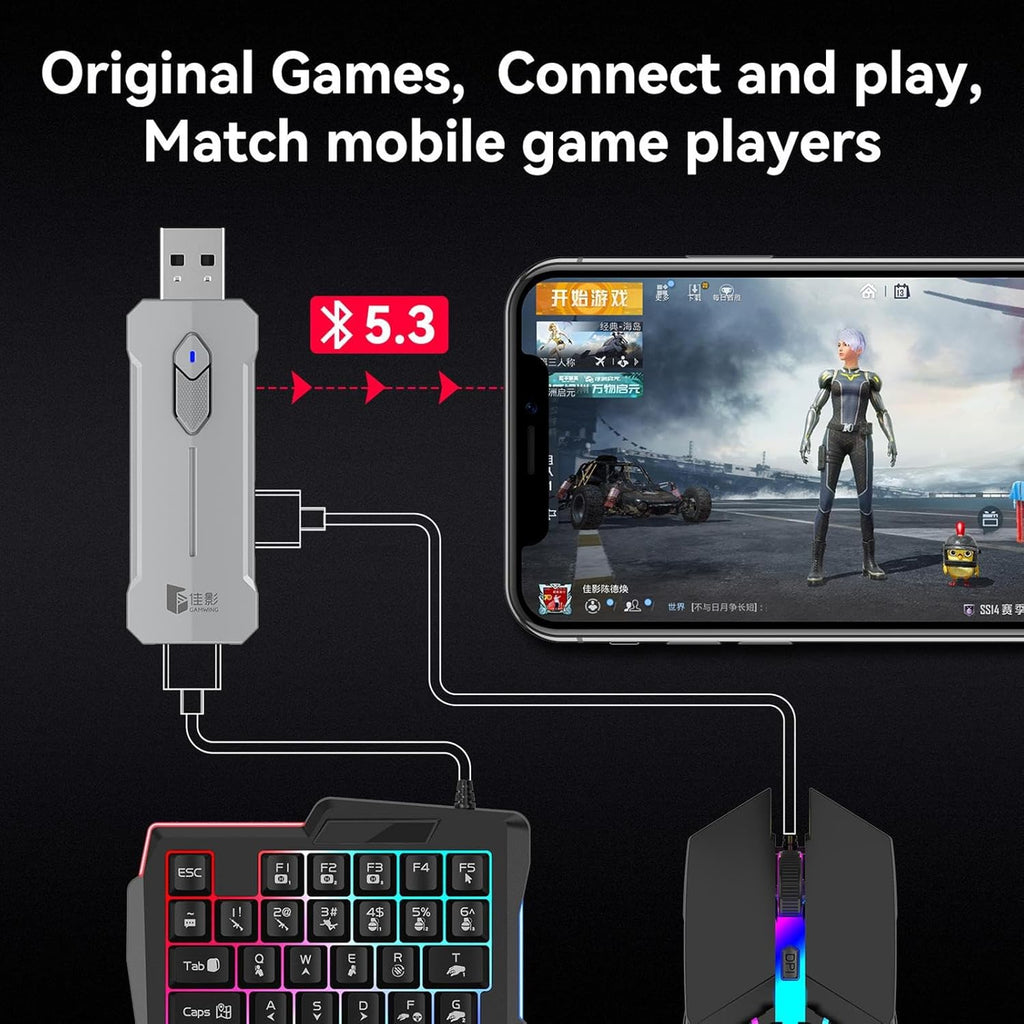 RGB gaming toetsenbord en muiscombinatie – ergonomische controller-adapterset