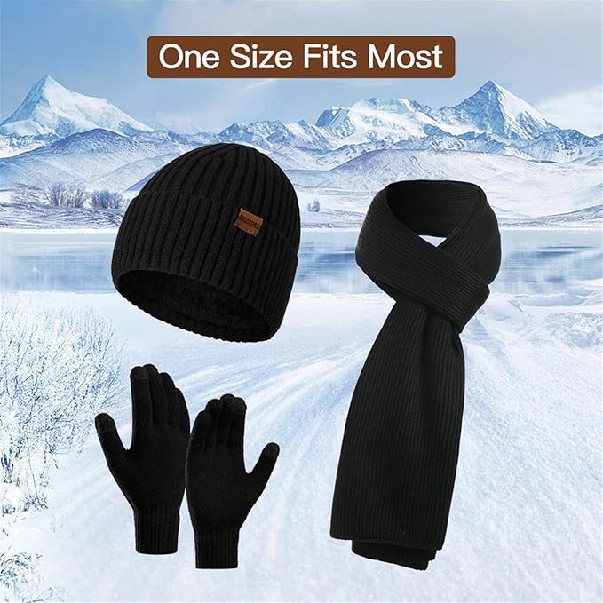 Heren winter beanie & handschoenen set