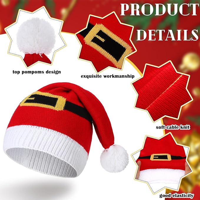 Gebreide kerstman & elf mutsen set