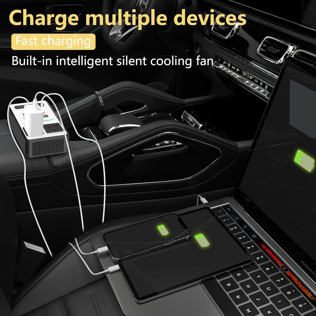 Auto-omvormer van 12 V DC naar 220 V AC, 200 W, met USB-C en snellader — afbeelding 6