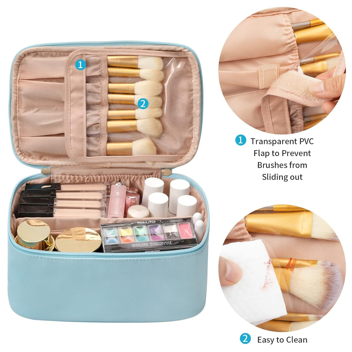 Reisvriendelijke make-up organizer, uitgerust met verdelers — afbeelding 2