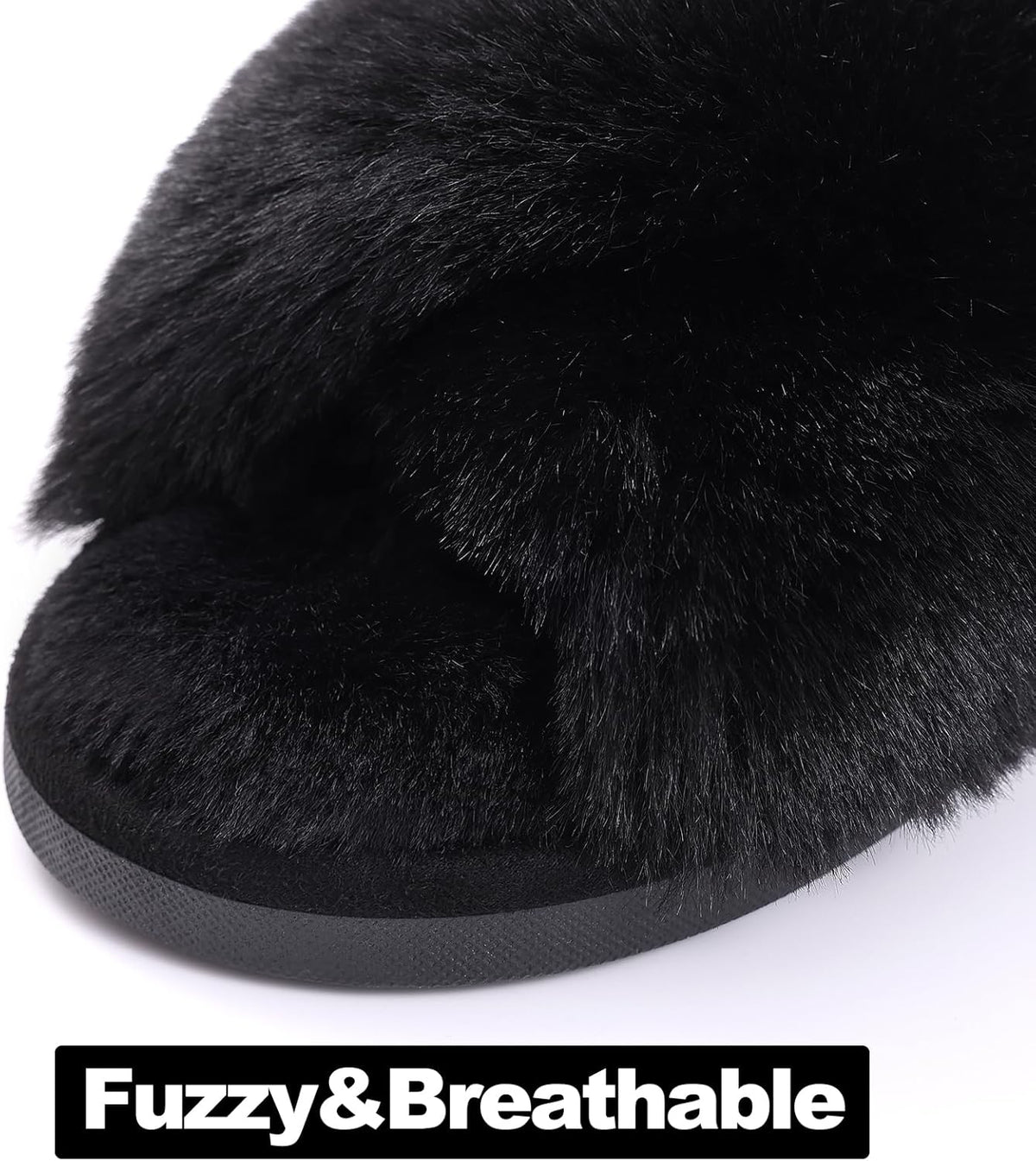 Fuzzy slippers met memory foam