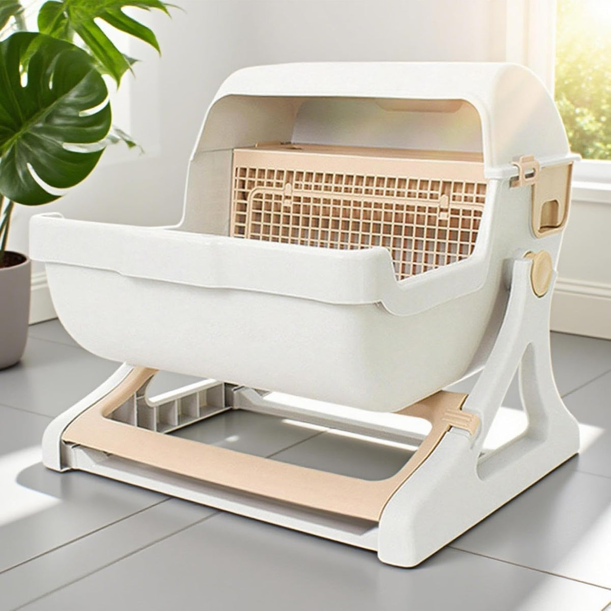 Automatische geurloze kattenbak met open-top ontwerp