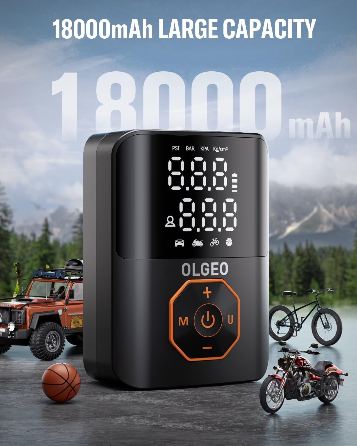 Draagbare bandenpomp - 18000mAh luchtcompressor voor auto's en motoren