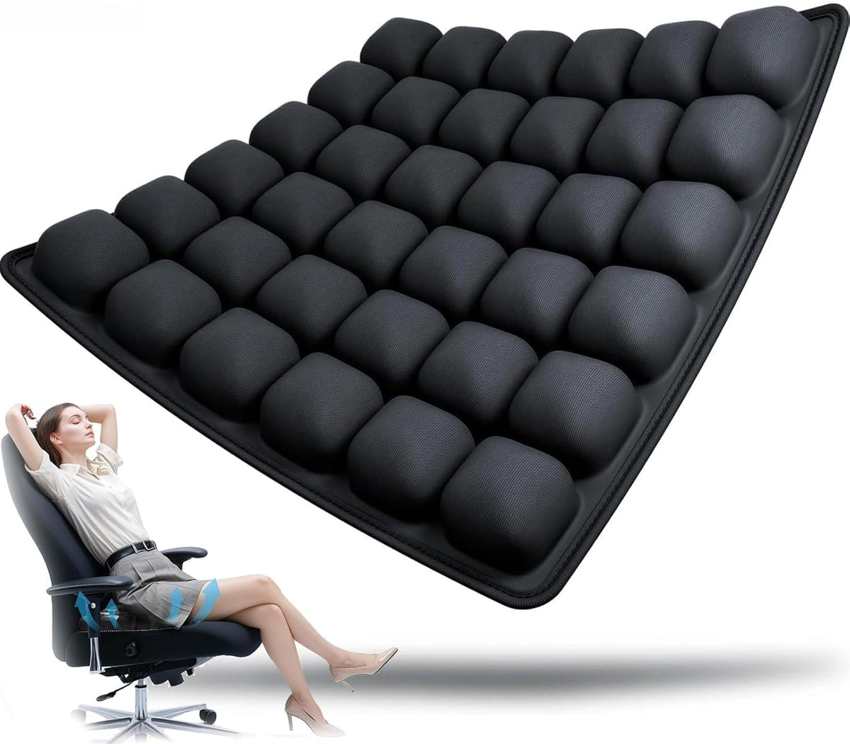 Opblaasbaar reisstoel kussen met ergonomische drukverlichting
