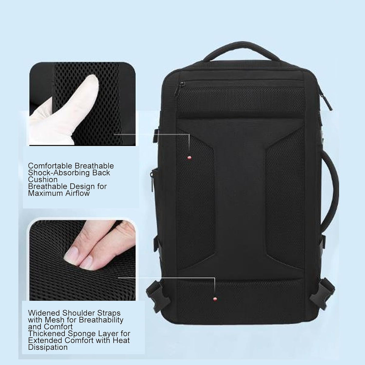 Uitschuifbare vacuüm reisrugzak 56–75L met pomp — afbeelding 20
