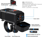 Motorfiets USB & type-c snellader met voltmeter