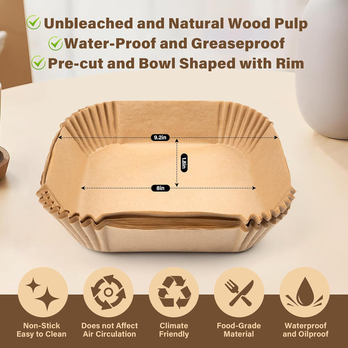 Antiaanbak wegwerp airfryer liners