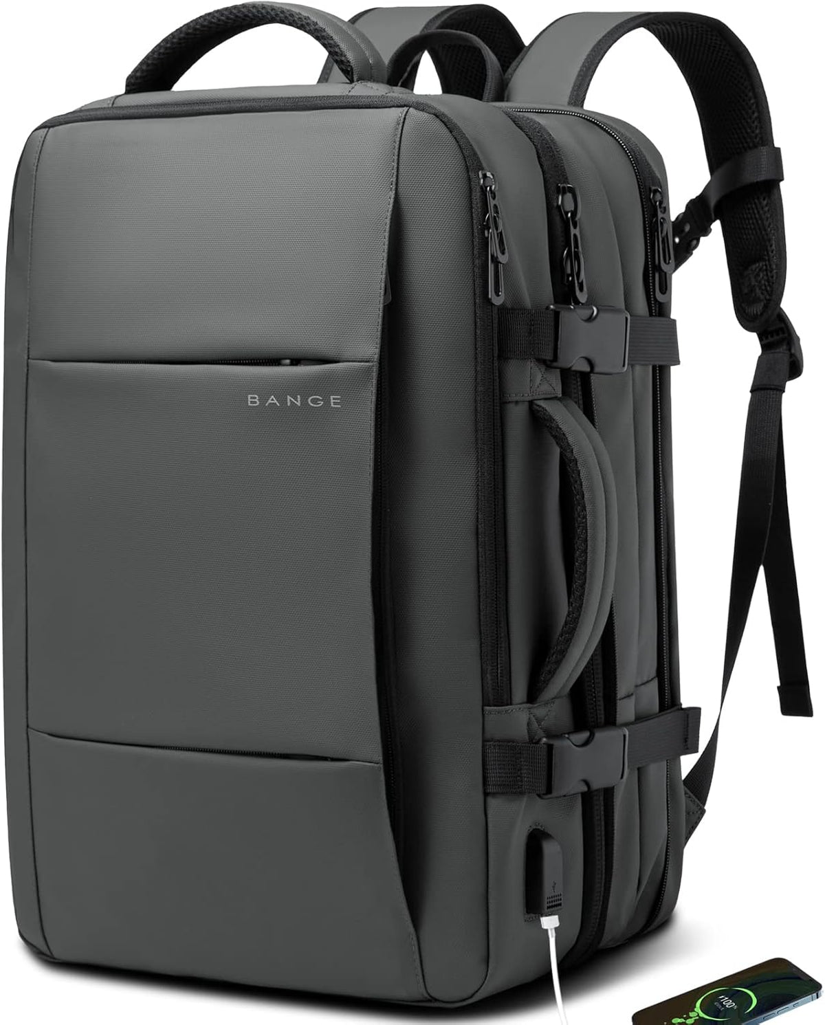 Uitbreidbare 26–45L reisrugzak met laptopvak & zijhandvat