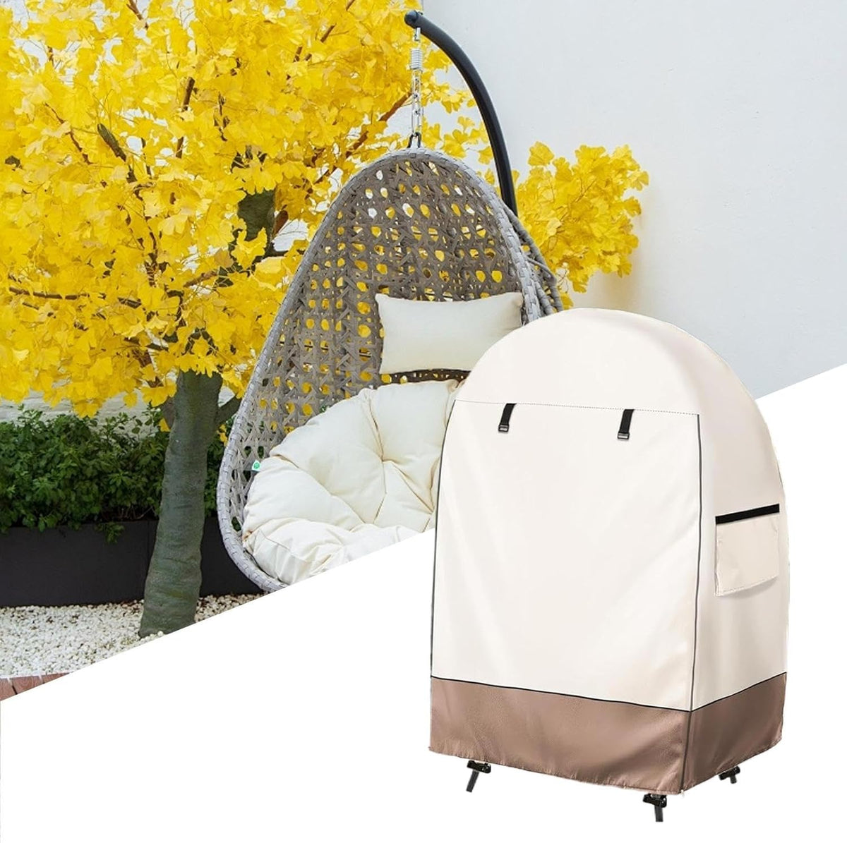 Eivorm stoel cover met dubbele rits