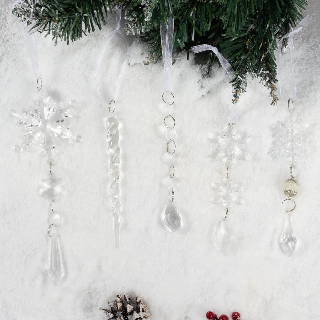 Kristallen kerst ornamenten set