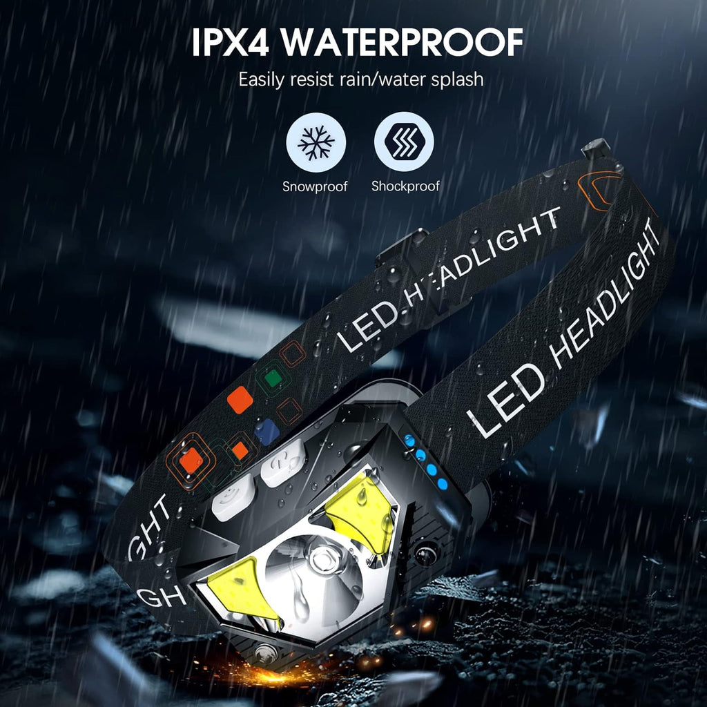2-pack ultra-heldere oplaadbare LED hoofdlamp met beweegsensor — afbeelding 18