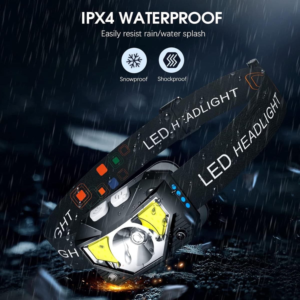 2-pack ultra-heldere oplaadbare LED hoofdlamp met beweegsensor — afbeelding 18