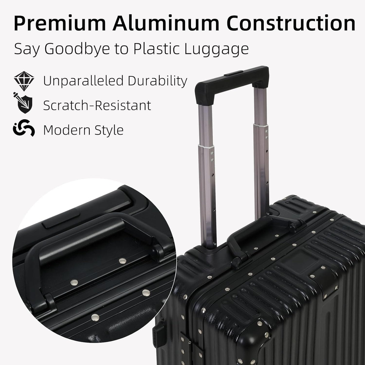 Aluminium frame handbagagekoffer met TSA-slot & stille wielen