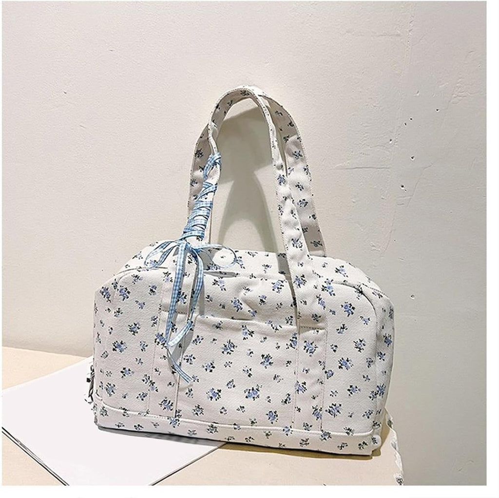 Bow duffle bag – grote canvas weekendtas met lintenaccent