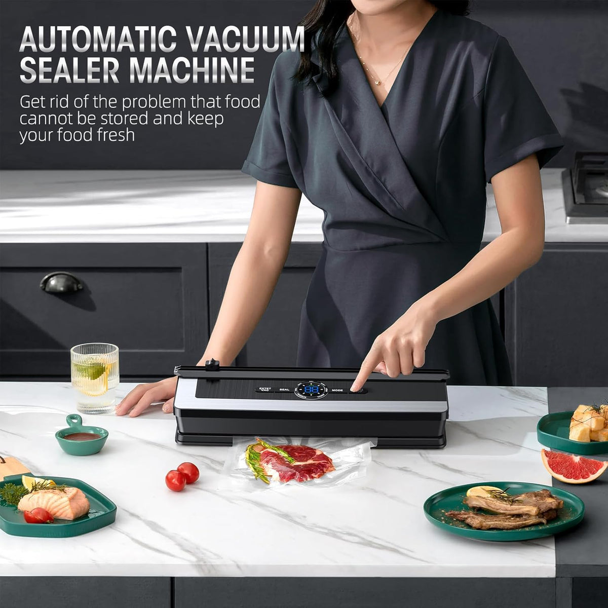 Vacumeermachine, 8-in-1, met ingebouwde snijder
