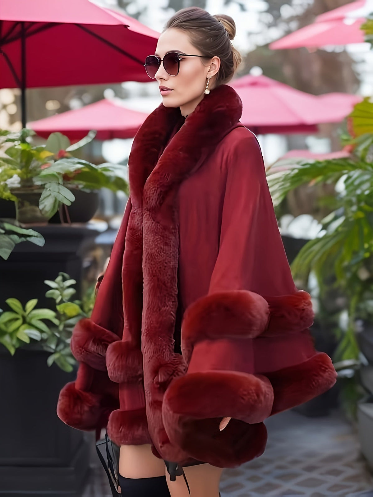 Oversized furry cape jas voor vrouwen — afbeelding 6