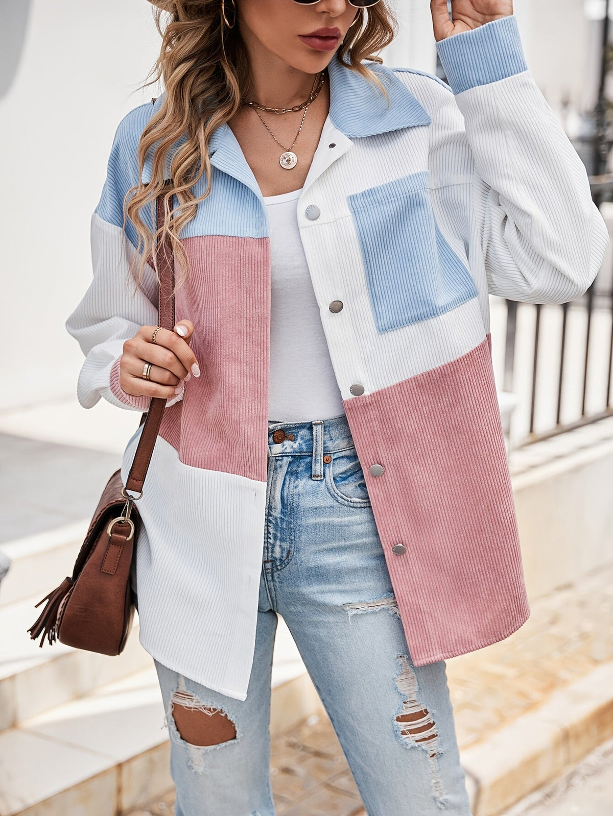 Kleurvolle blouse met knoopsluiting