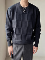 Gebreide sweater met ronde hals en stretch