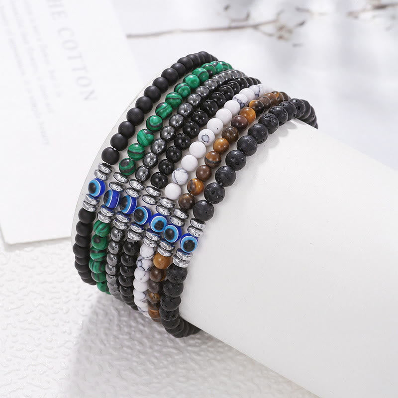 Mannen 4mm natuurlijke steen boze oog perlen armband