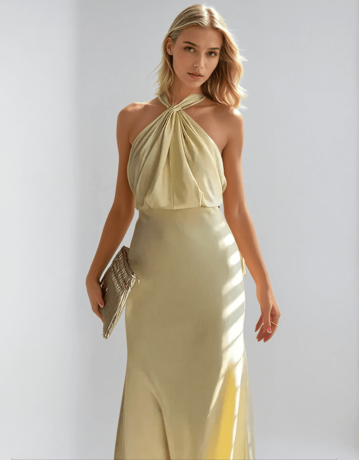 Halterneck-maxi-jurk voor dames met taille