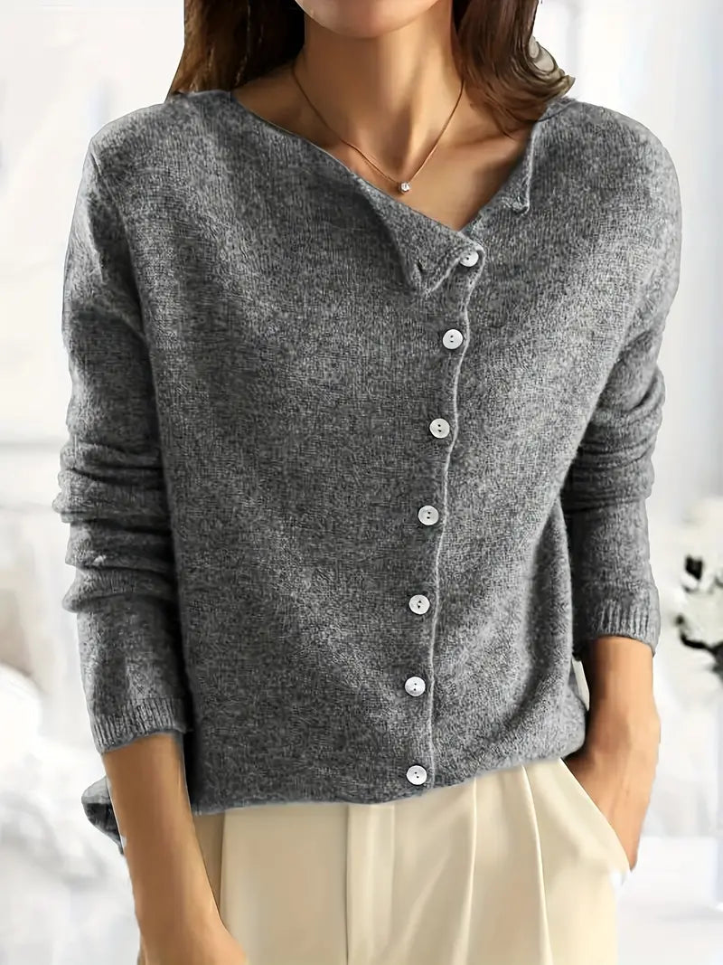 Effen asymmetrisch vest met knoopsluiting — afbeelding 6