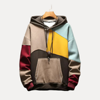 Gebreide heren hoodie met patchworkontwerp