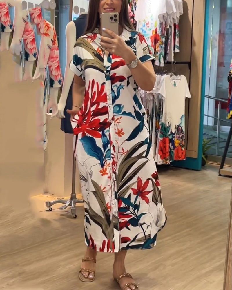 Zomerjurk met print & blazerkraag