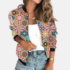 Dames retro bomberjack met print