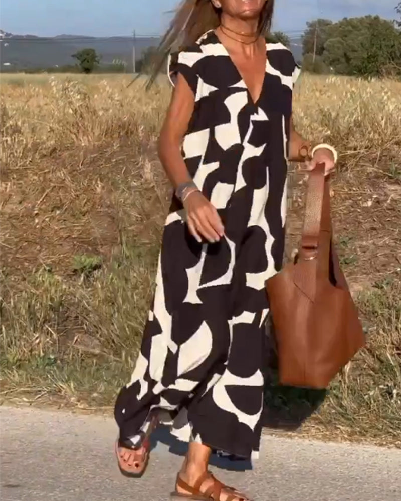 V-Hals maxi jurk met print