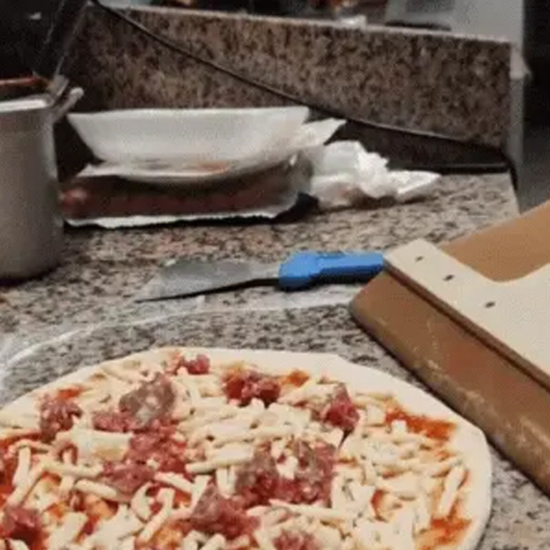 Verstelbare pizzaschepper van berkenhout met schuifmechanisme