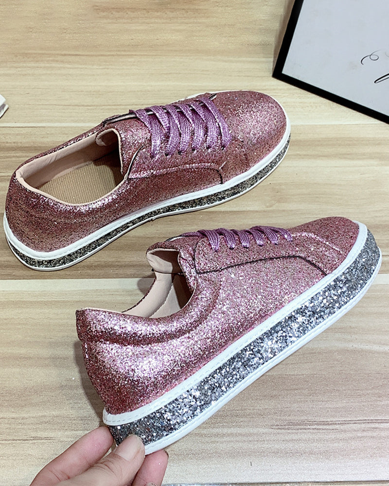Plateau glitter dames sneakers
