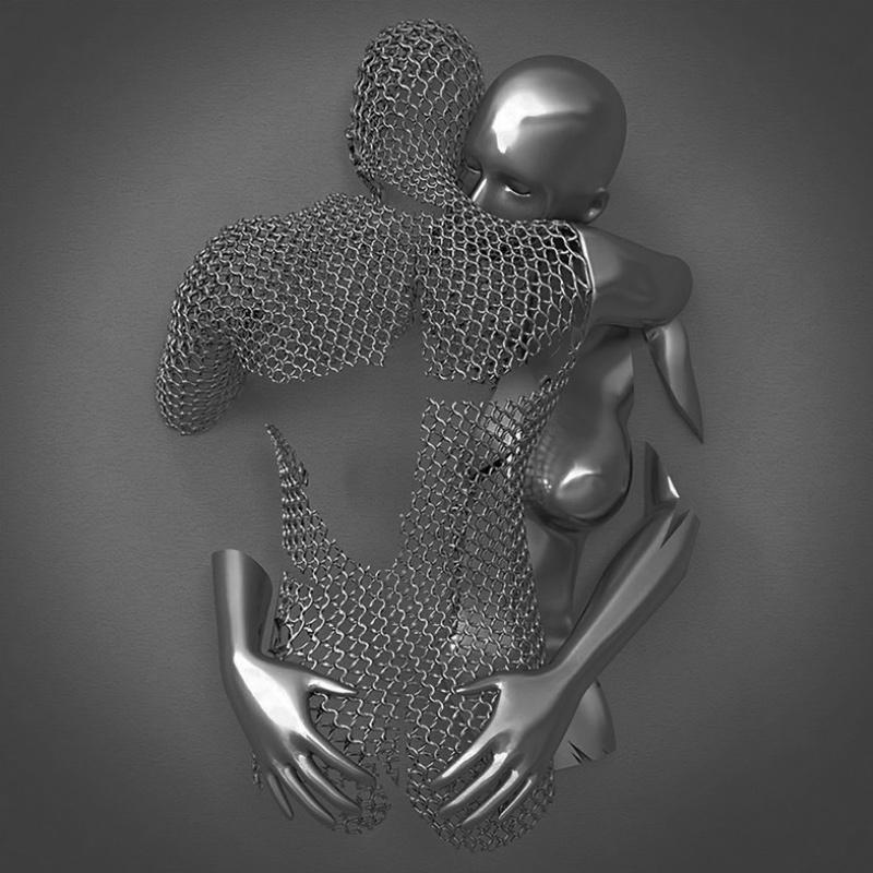 Liefdescanvas met metalen figuur