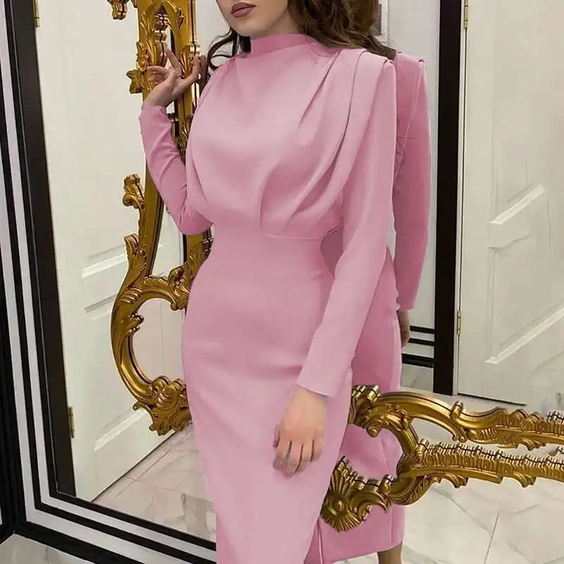 Bodycon midi jurk met turtleneck — afbeelding 11