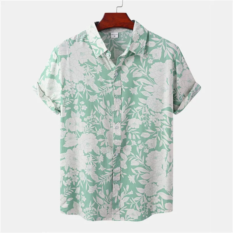 Licht & heren tropenhemd met bloemenpatroon- mateo