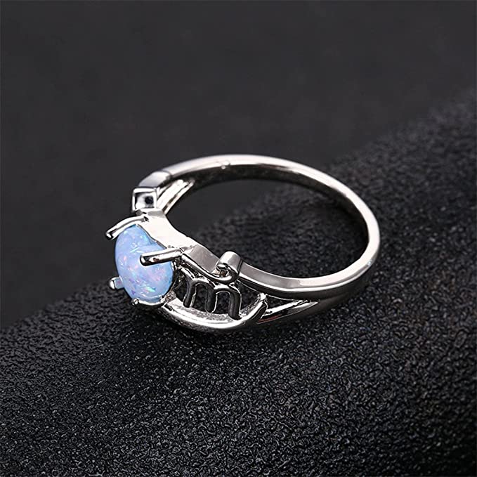 Mam gegraveerd hart opaal ring