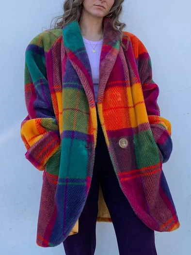 Sira | Lange geruite dameswintermantel met oversized pasvorm