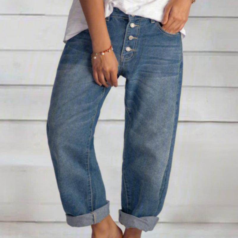 Dames boyfriend-jeans met high-waist