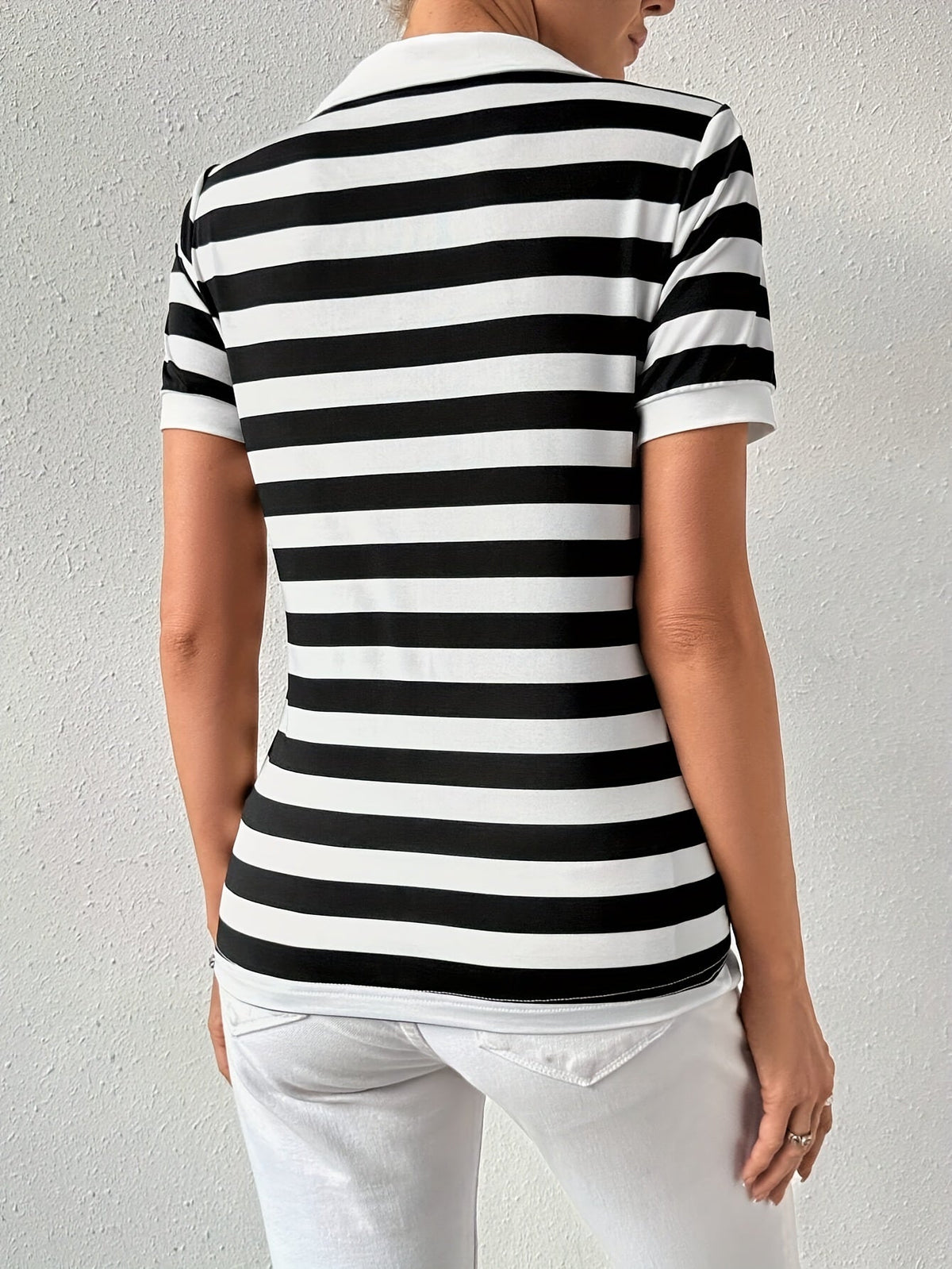 Stijlvol gestreept korte mouwen T-shirt voor dames